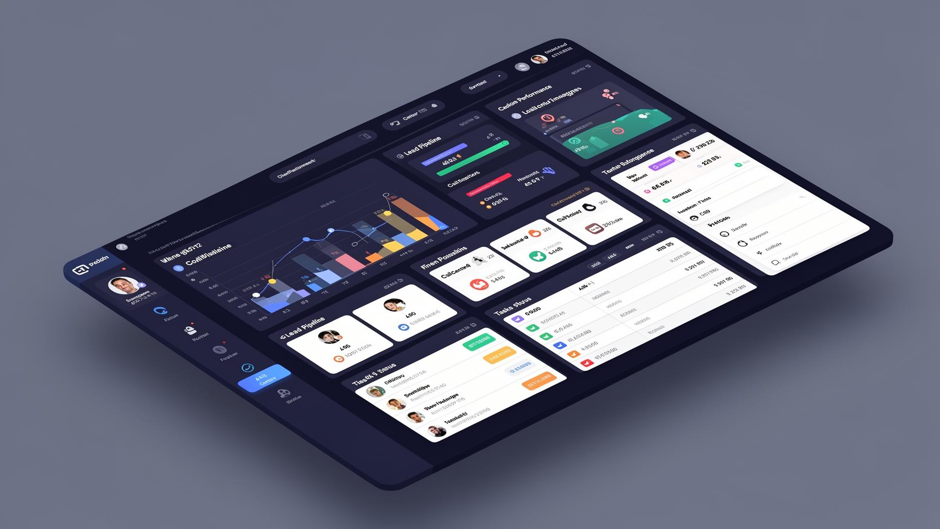 P2K real-time business dashboard showing call analytics, lead pipeline and team performance